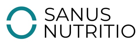 Sanus Nutritio logo featuring a teal circular design with black text