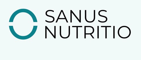 Sanus Nutritio logo featuring a teal circular symbol with black text on light background